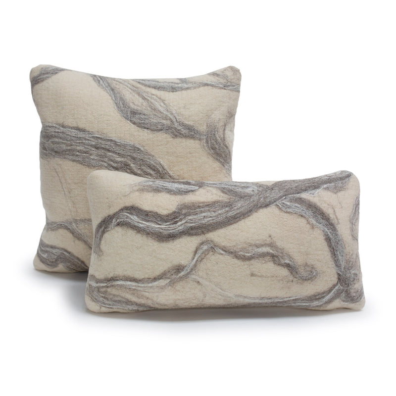 Grey Ribbon Wool Pillow