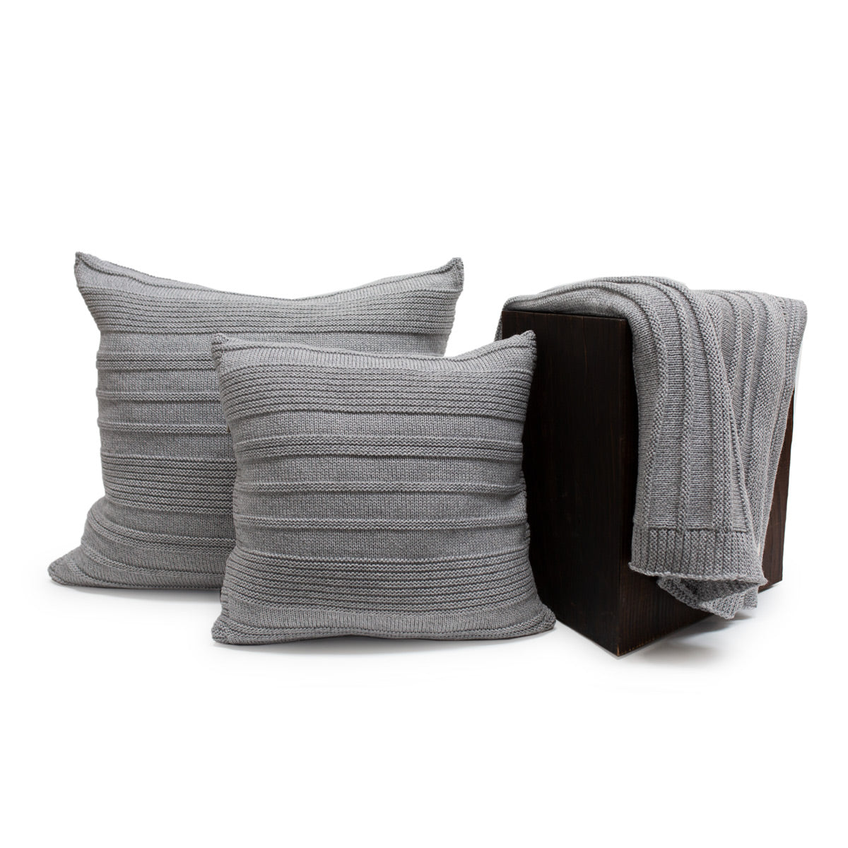 Grey knit throw pillow hotsell