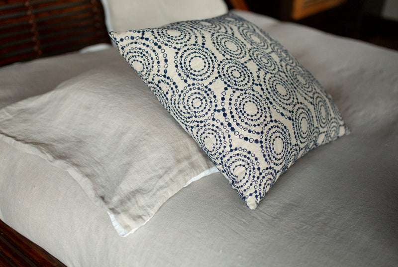 Kyoto Japan Cotton Pillow Circles + Navy - JG Switzer