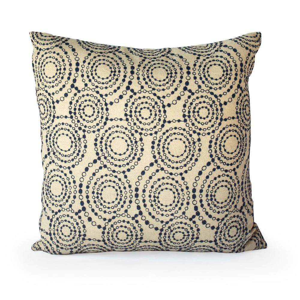 Kyoto Japan Cotton Pillow Circles + Navy - JG Switzer