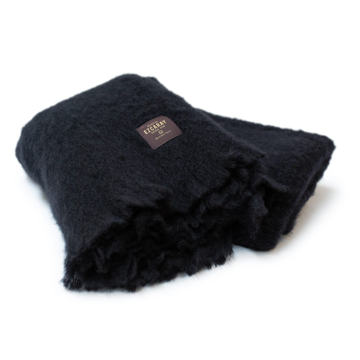 Spanish Mohair Throw in Black Solid