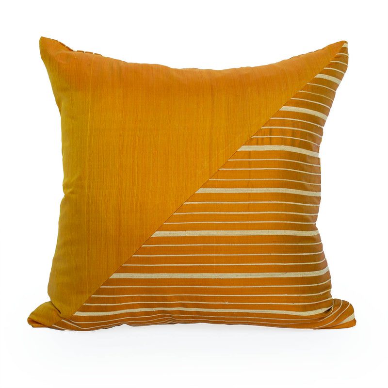 Lotus Flower Silk Pillow - Kumquat Triangle - JG Switzer
