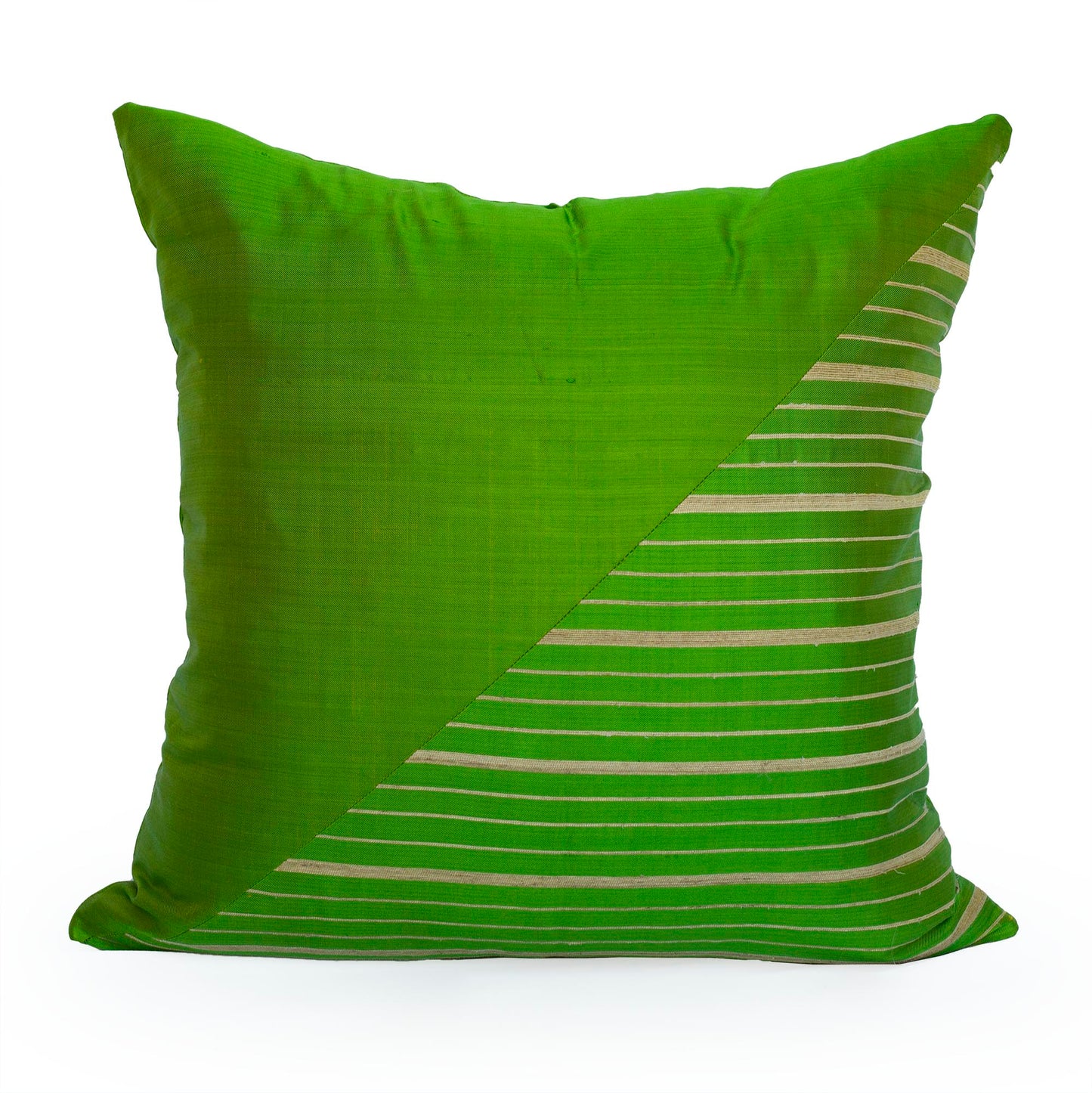 Lotus Flower Silk Pillow - Green Triangle - JG Switzer