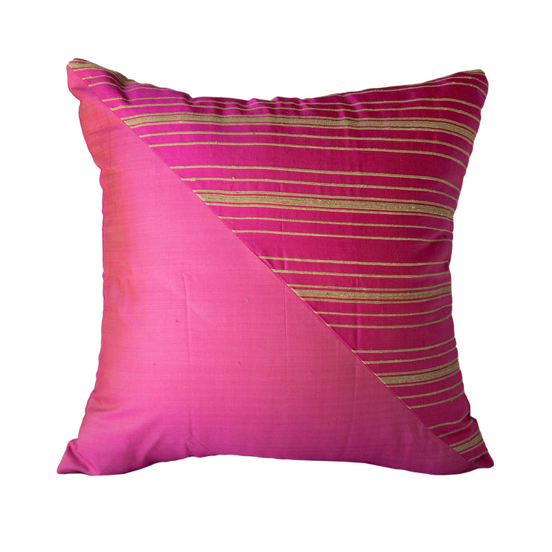 Lotus Flower Silk Pillow - Pink Triangle - JG Switzer