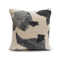 Abstract Black and White Wool Pillow - 24" Square