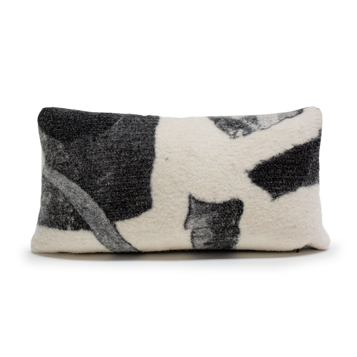 Abstract Black and White Wool Pillow - Lumbar