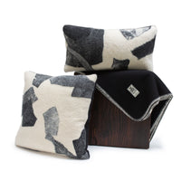 Abstract Black and White Wool Pillow - Lumbar