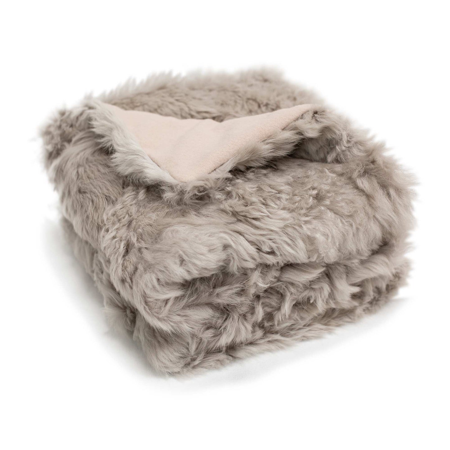 Bone Toscana Real Sheep Fur Throw Lined with Cashmere Blend