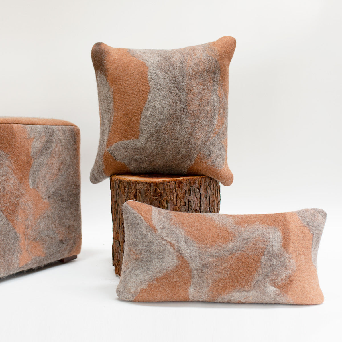 Redwood Rust & Grey Felted Wool Pillow