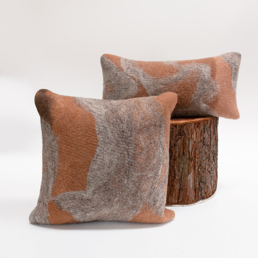 
                      
                        Redwood Rust & Grey Felted Wool Pillow
                      
                    