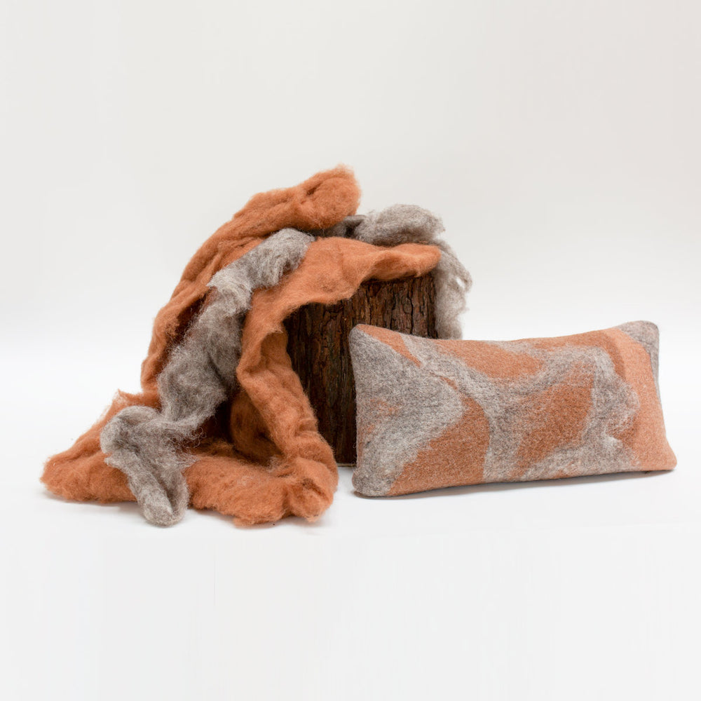 
                      
                        Redwood Rust & Grey Felted Wool Pillow
                      
                    