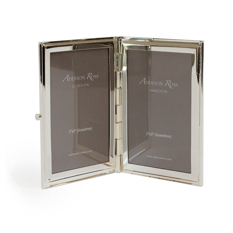 Mayfair 4×6 Narrow Silver Hinged Double Photo Frame With Mount