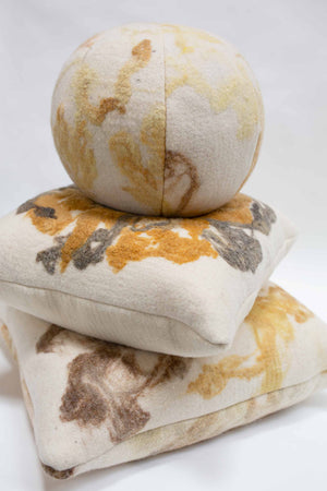 BOTANICAL Plant-Dyed Wool Snowball Pillow - Turmeric Yellow