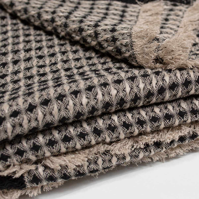 Waffle Weave Throw in Natural/Black