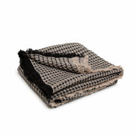 Waffle Weave Throw in Natural/Black