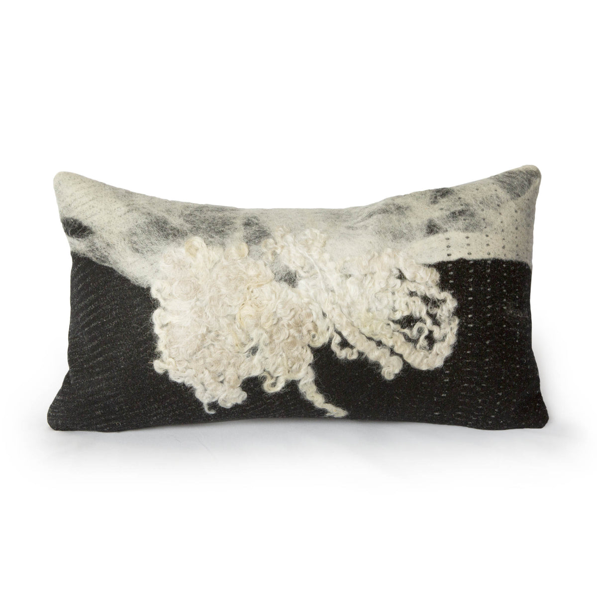 Wensleydale Felted Wool Pillow B&W - JG Switzer