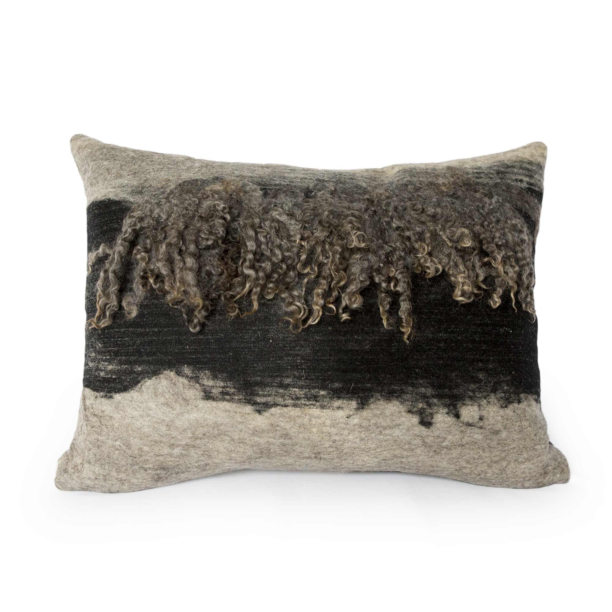 Wensleydale Wool Pillow Grey Black