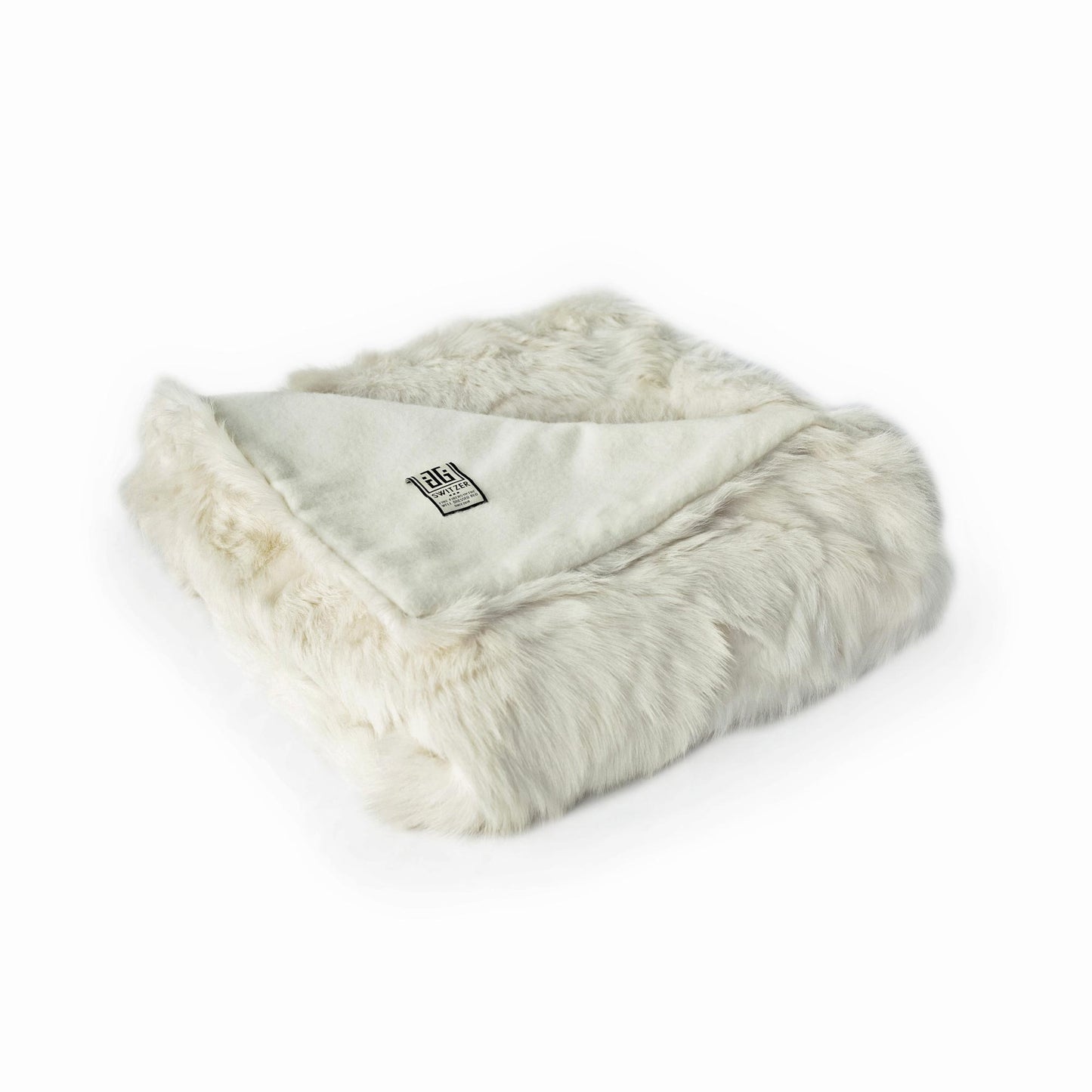 White Toscana Sheep Fur Throw Lined with Cashmere Blend